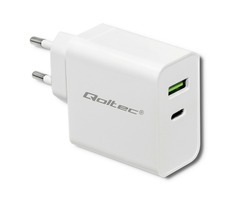 Qoltec 51718 adaptér 42W biela / 5-20V / 2.4-3A / USB type C PD