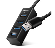 Axagon HUE-M1A, 4X USB 3.2 Gen 1 MINI húb, kovový, kábel USB-A 20cm