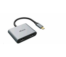 Akasa AK-CBCA26-18BK adaptér šedá / USB-C dokovací adaptér / USB-C 3.0 / 2x HDMI / 4K @ 60Hz