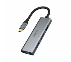 Akasa AK-CBCA25-18BK USB-C húb strieborná / 4 portový USB rozbočovač / 4x USB-A 3.0