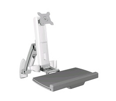 Icy Box IB-MS600-W Držiak na stenu pre monitor do 24&quot; s podložkou na myš a klávesnicu / VESA 75x75 &amp; 100x100 / nosnosť 8kg