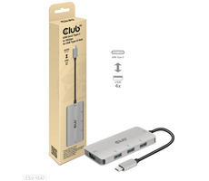 CLUB3D CSV-1547 USB-C húb strieborná / 4x USB-A / 10Gbps