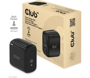 CLUB3D CAC-1905EU cestovná nabíjačka 65W čierna / USB-C / GAN technology