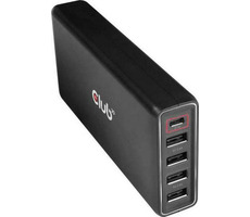 CLUB3D CAC-1903EU USB nabíjačka 111W čierna / 4x USB-A / USB-C