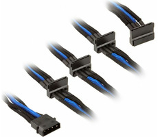 SilverStone kábel 4-pin Molex > 4x SATA rozšírenie 30cm čierno-modrá / individuálne pletené vlákna