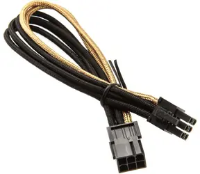 SilverStone 6-pin PCIe kábel 25cm čierno-zlatá / predlžovací / individuálne opletené káble