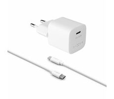 FIXED Mini Set sieťovej nabíjačky s USB-C výstupom a USB-C/USB-C kábla 1m biela / podpora PD / 30W