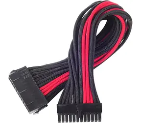 SilverStone 24-pin ATX kábel 30cm čierno-červená / predlžovací / individuálne opletené káble