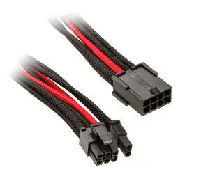 SilverStone kábel 8-pin PCI > 6+2-pin PCIe 25 cm čierno-červená / individuálne pletené káble