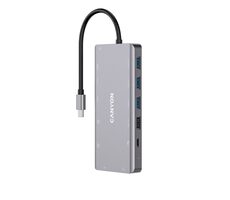 Canyon CNS-TDS12 replikátor portov / 1xUSB-C PD 100W / 2xHDMI (4K) VGA / 4xUSB-A / RJ45 / 3.5mm jack / SD čítačka