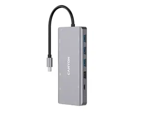 Canyon CNS-TDS12 replikátor portov / 1xUSB-C PD 100W / 2xHDMI (4K) VGA / 4xUSB-A / RJ45 / 3.5mm jack / SD čítačka