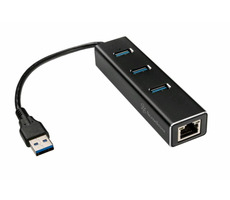 SilverStone EP04 3-port USB &amp; Gigabit Ethernet húb čierna / 3x USB 3.0 / 1GLAN