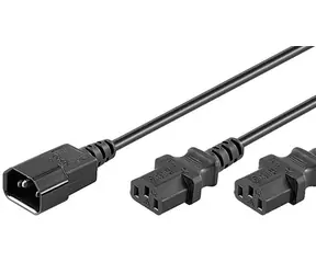 MicroConnect Predlžovací split kábel C14 - 2x C13 1.8m čierna