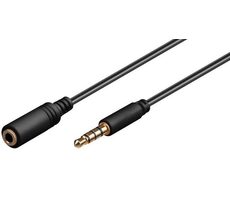 MicroConnect predlžovací kábel 4-pin Jack 3.5mm (M) - Jack 3.5mm (F) 5m čierna