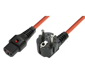 MicroConnect Predlžovací kábel s IEC zámkom C13 - Schuko 90° uhol 3M oranžová