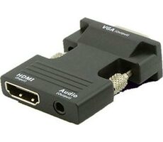 MicroConnect Adaptér s audio jackom HDMI (F) - VGA (M) čierna
