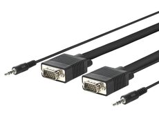 MicroConnect Kábel Full HD SVGA HD15 s Jack konektormi 5m čierna / Full HD (1920x1080) @ 60Hz / 3.5mm Jack