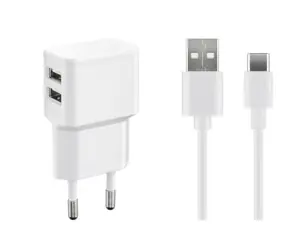 MicroConnect USB-C nabíjačka s dvoma portami biela / 2.4A / 2x USB2.0