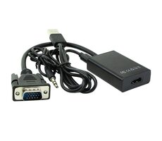 MicroConnect Converter s USB a audio jackom VGA (M) - HDMI (F) čierna