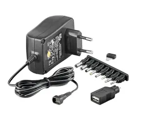 MicroConnect Univerzálny 3-12V sieťový adaptér čierna / výmenné konektory 8ks + USB konektor