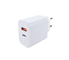 Solight USB A+C 20W fast charger / sieťová nabíjačka / USB A+C / 20W / 3A / QC 3.0