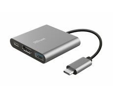 Trust DALYX 3v1 strieborná / 3v1 adaptér / USB-C F & HDMI F & USB-A F / USB-C M 