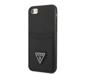 GUESS Saffiano Double Card Zadný Kryt pre Apple iPhone 7 &amp; 8 &amp; SE2020 &amp; SE2022 čierna