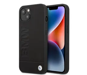BMW Leather Hot Stamp Zadný Kryt pre Apple iPhone 14 Plus čierna