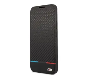 BMW M PC/TPU Book Tricolor Stripes Puzdro pre Samsung Galaxy S22+ čierna