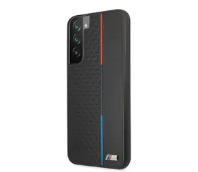 BMW PU Triangles Tricolor Line Kryt pre Samsung Galaxy S22+ čierna