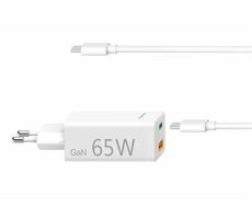 Hama 200016 USB nabíjačka GaN 2m biela / USB-A&amp;USB-C / PD / 65W kábel USB-C