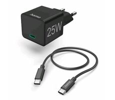 Hama 201623 rýchla USB-C nabíjačka 1.5m čierna / PD / 25W / kábel USB-C