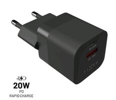 FIXED Mini Sieťová nabíjačka s USB-C a USB výstupom (FIXC20M-CU-BK) čierna / podpora PD / QC 3.0 / 20W