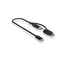 Icy Box IB-CB033 čierna / USB 3.2 C kábel na USB-C/USB-A 0.35m čierna