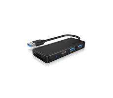 Icy Box IB-HUB1423CR-U3 čierna / USB HUB / 2x USB 3.0 / 1x USB-C / microSD / SD