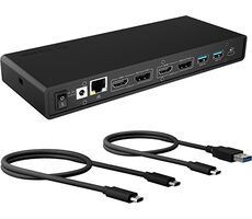 Icy Box IB-DK2245AC čierna / Dokovacia stanica / USB-A / USB-C / 3.5mm jack / DP / HDMI / RJ45