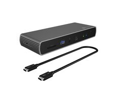 Icy Box IB-DK8801-TB4 šedo-čierna / Dokovacia stanica / 4x USB-A / 2x USB-C / HDMI / SD / RJ45 / 3.5 mm jack