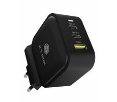 Icy Box IB-PS103-PD čierna / USB nabíjačka / 1x USB-A / 2x USB-C