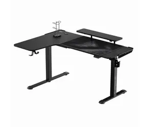 ULTRADESK WINGER čierna / Herný elektrický nastaviteľný stôl / 155 x 60 x 75-122 cm / držiak slúchadiel&amp;nápojov / RGB