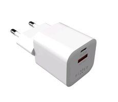 FIXED Mini Sieťová nabíjačka s USB-C a USB výstupom 20W biela / PD&amp;QC 3.0