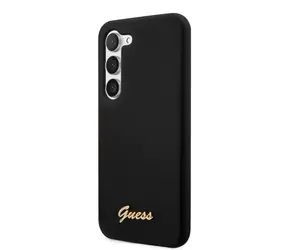 GUESS Liquid Silicone Metal Logo Zadný Kryt pre Samsung Galaxy S23 čierna