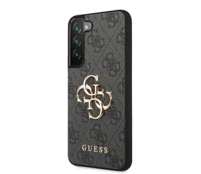 GUESS PU 4G Metal Logo Zadný Kryt pre Samsung Galaxy S23 sivá