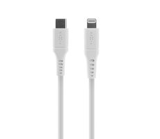 FIXED Krátky nabíjací a dátový Liquid silicone kábel s konektormi USB-C/Lightning a podporou PD 0.5m biela / MFI