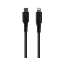FIXED Liquid silicone Dlhý Nabíjací a dátový kábel s konektormi USB-C/Lightning a podporou PD 2m čierna / MFI