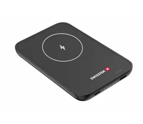 Swissten 22013970 5000 mAh čierna / Power Bank / 12V / 2.22A / MagSafe / USB-C &amp; bezdrôtové nabíjanie