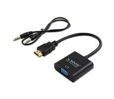 SAVIO HDMI - VGA&amp; 3.5 mm jack adaptér MF čierna