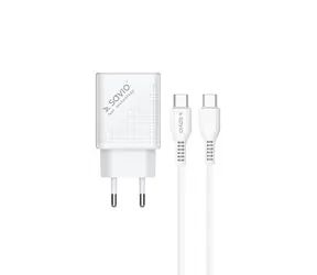 SAVIO LA-05 biela / sieťová nabíjačka / QC3.0 + PD / USB-A / USB-C / 1m kábel