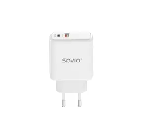 SAVIO LA-06 biela / sieťová nabíjačka / QC3.0+PD / USB-A / USB-C