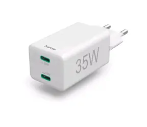 HAMA USB nabíjačka 35W biela / 2x USB-C / PD/QC