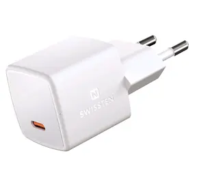 Swissten mini sieťový adaptér GaN USB-C biela / 25W / PD 